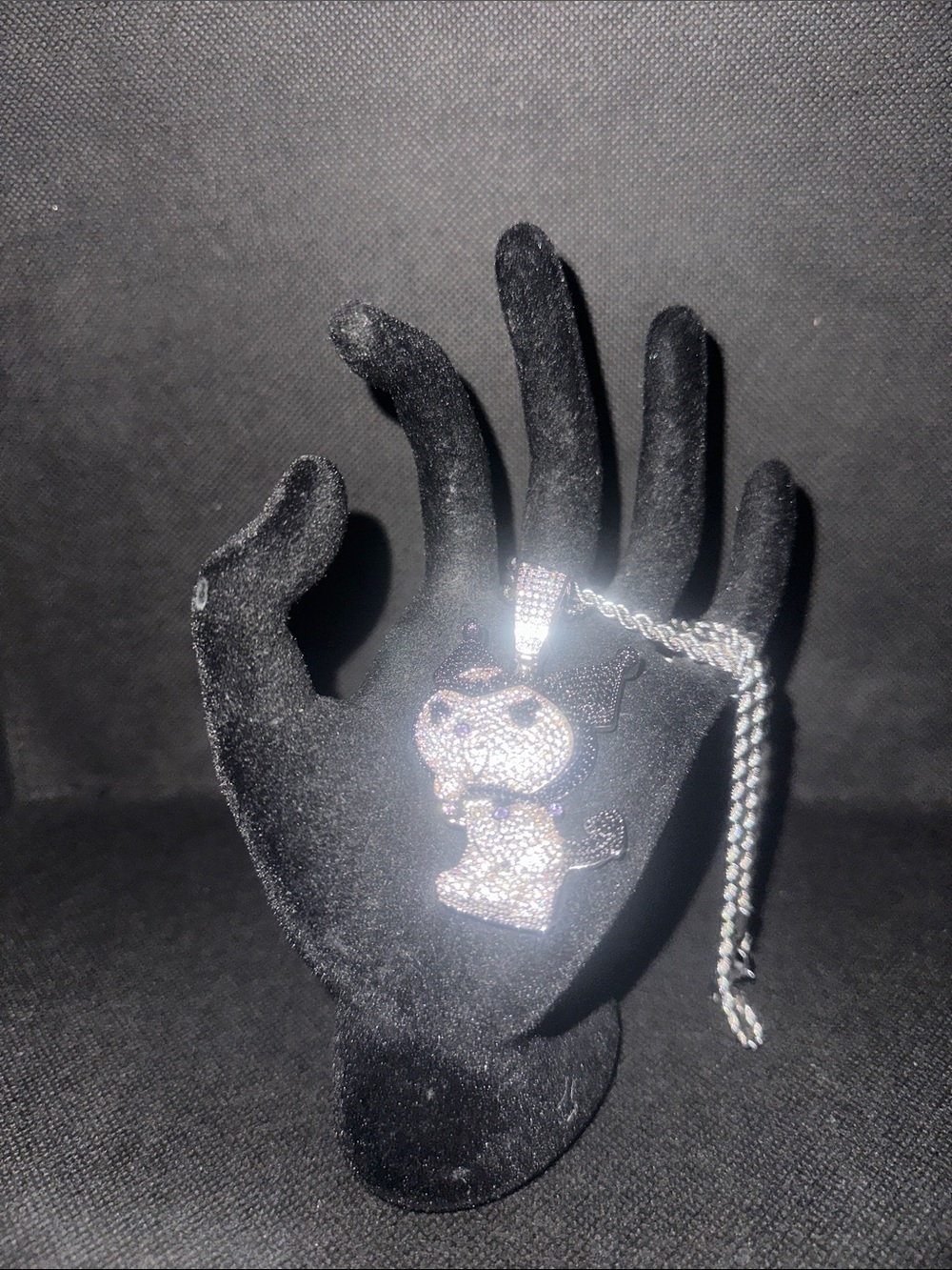 Sparkling Silver-Tone Kuromi Pendant Necklace